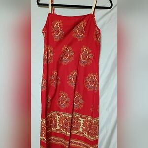 Liz Claiborne Red Paisley Cotton Midi Skirt